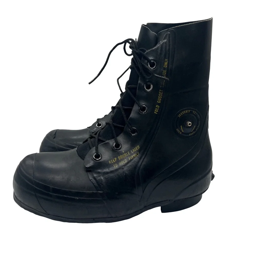 Vintage 1982 Bata US Military Mickey Mouse Boots Black Rubber Cold Weather 10R